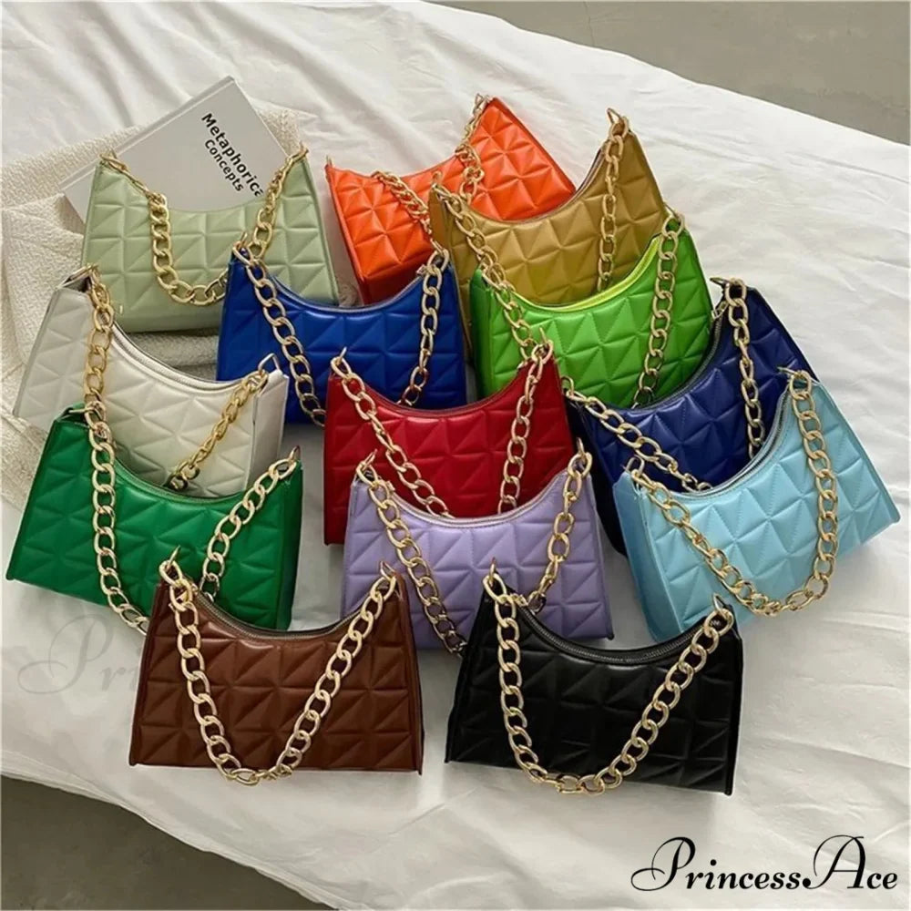 Sparkling Pattern Synthetic Leather Chain Shoulder Purse
