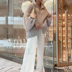 Sparkling Plunging Neckline Sweater Cardigan