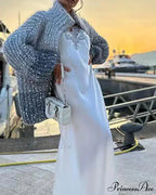 Sparkling Plunging Neckline Sweater Cardigan