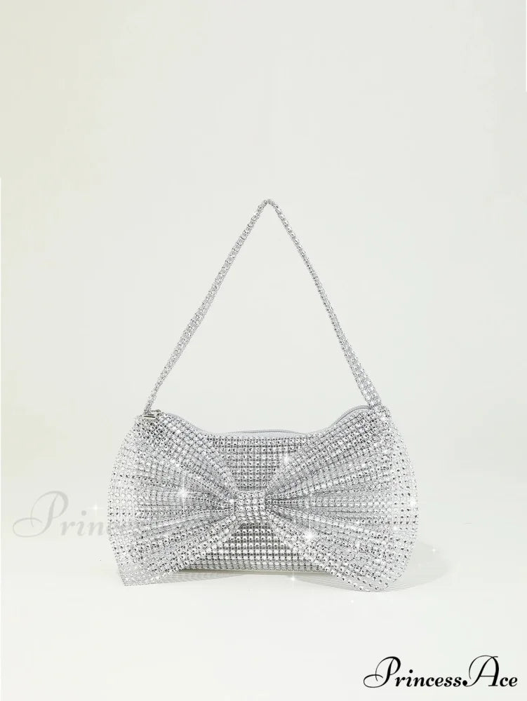 Sparkling Rhinestone Bow Nighttime Clutch Purse