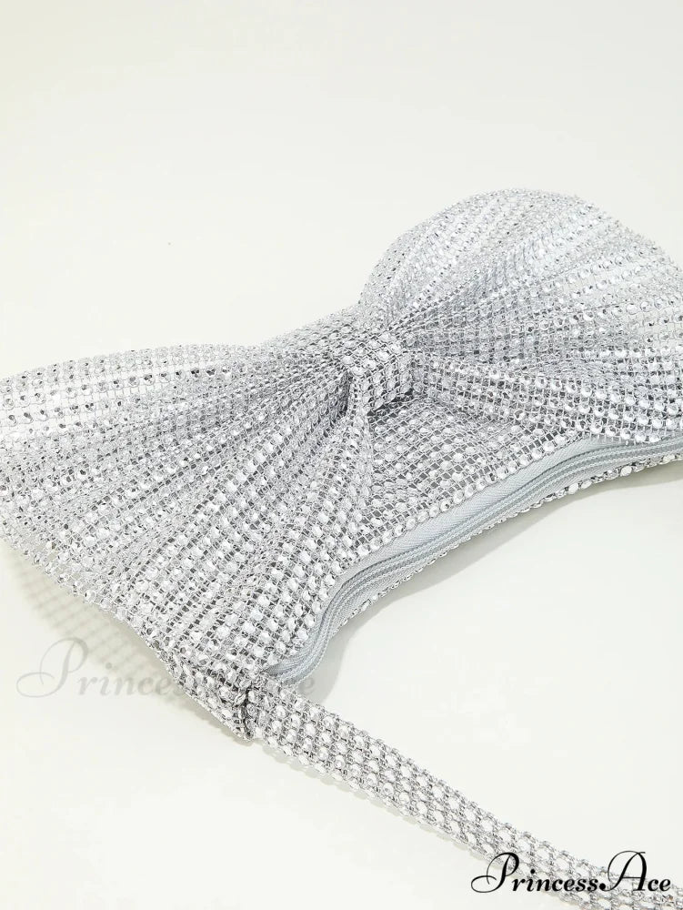Sparkling Rhinestone Bow Nighttime Clutch Purse