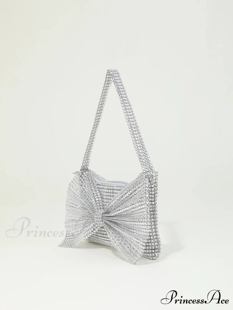 Sparkling Rhinestone Bow Nighttime Clutch Purse