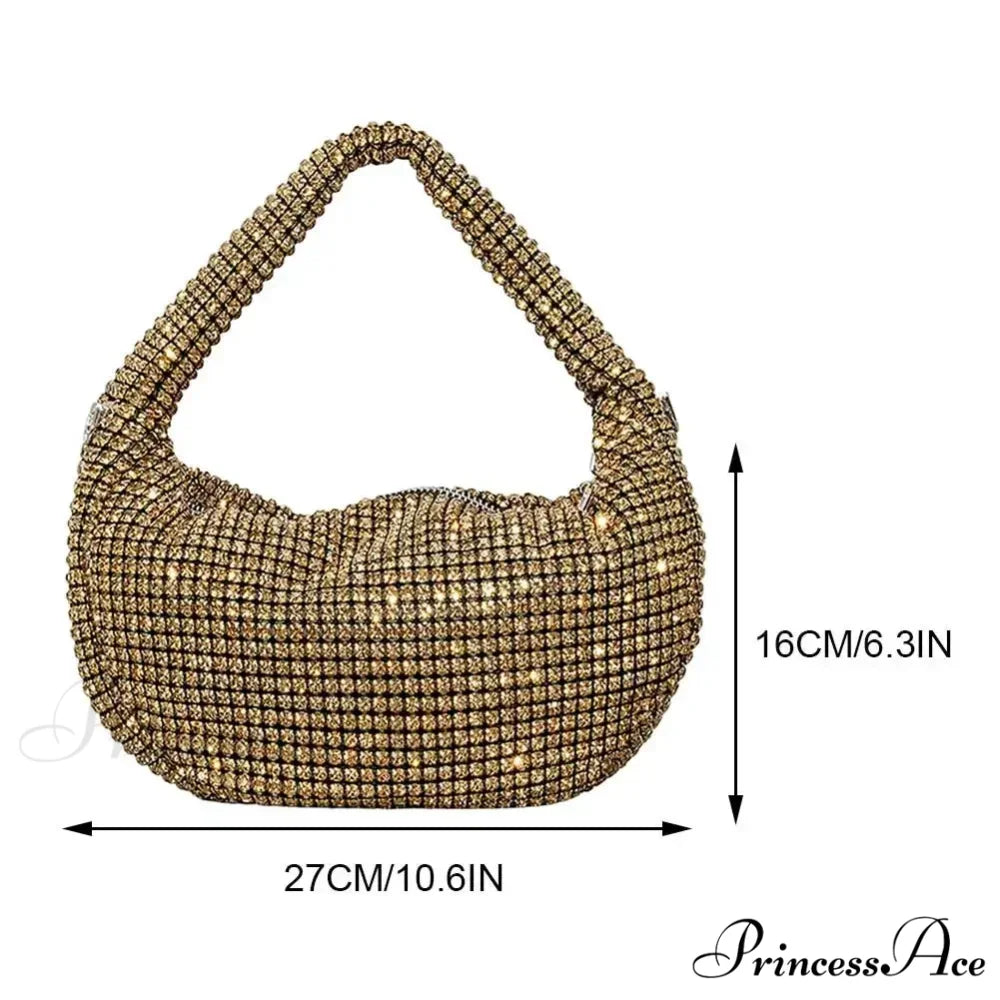 Sparkling Rhinestones Evening Clutch Women Glitzy Party Wedding Handbag