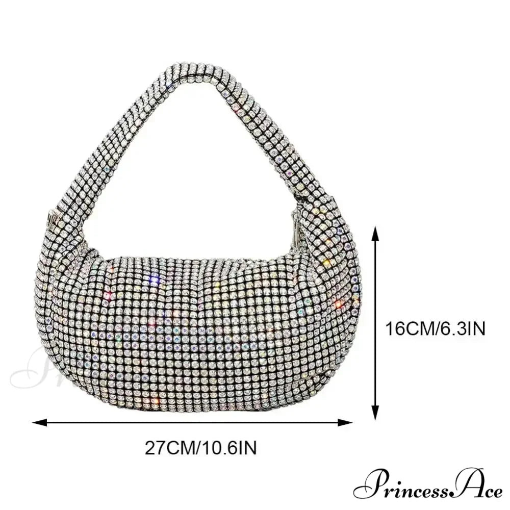 Sparkling Rhinestones Evening Clutch Women Glitzy Party Wedding Handbag