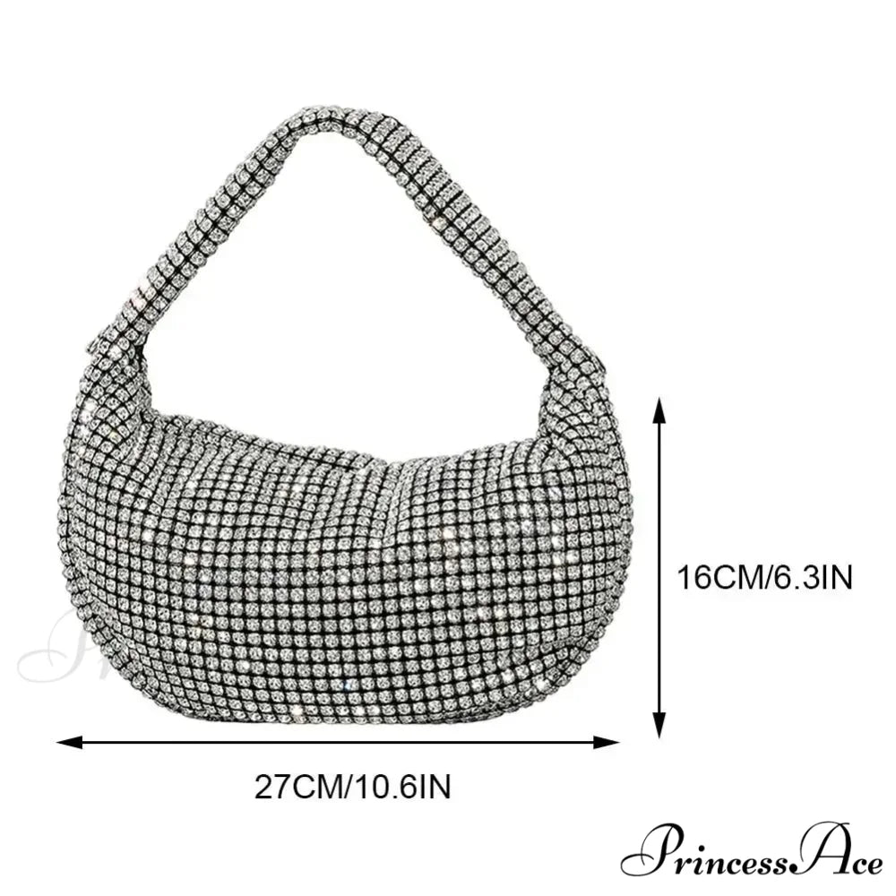 Sparkling Rhinestones Evening Clutch Women Glitzy Party Wedding Handbag
