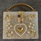 Sparkling Sequined Heart Evening Clutch Purse