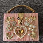 Sparkling Sequined Heart Evening Clutch Purse