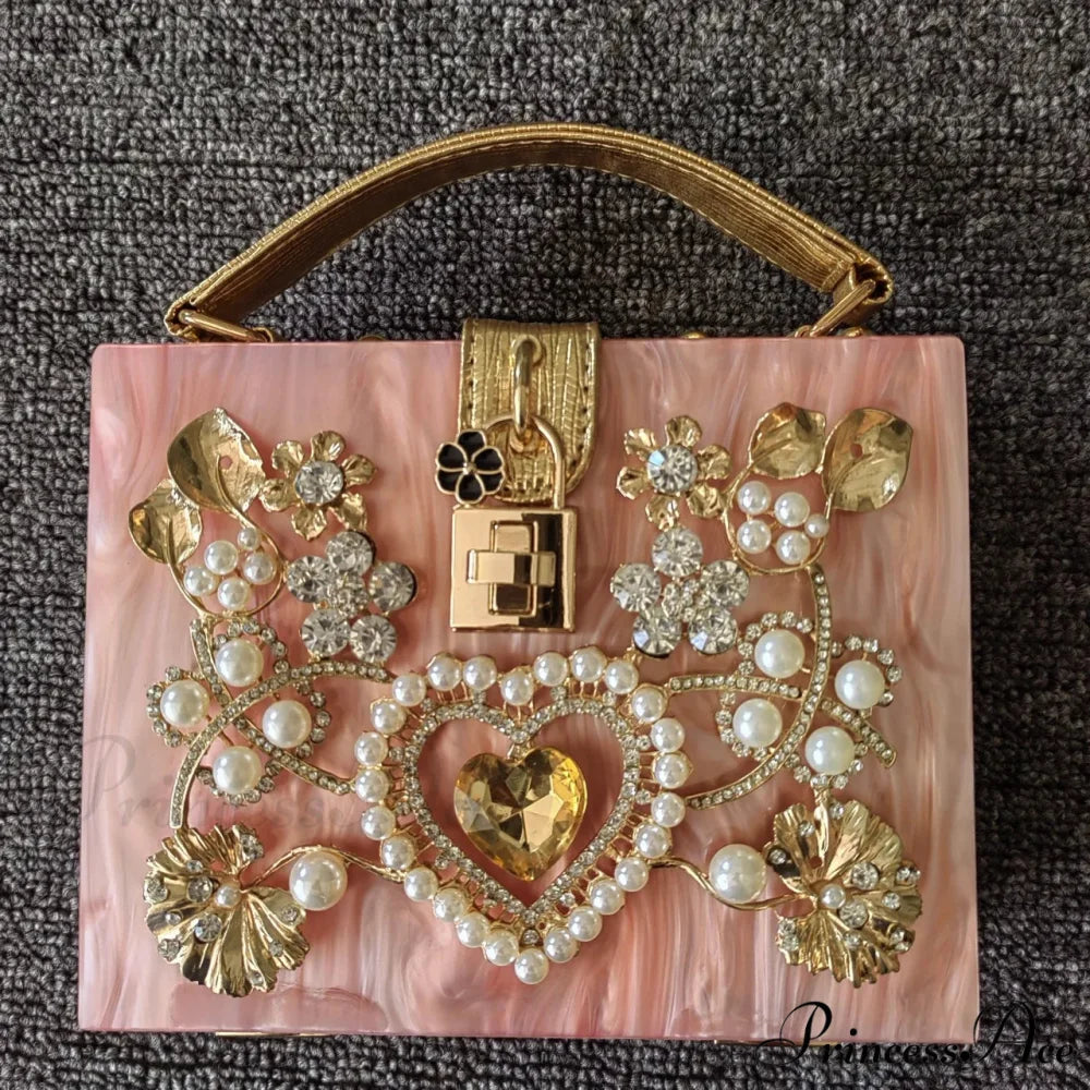 Sparkling Sequined Heart Evening Clutch Purse