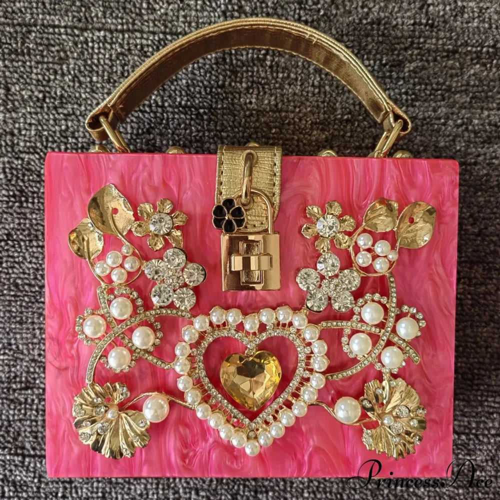 Sparkling Sequined Heart Evening Clutch Purse