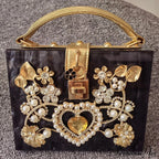 Sparkling Sequined Heart Evening Clutch Purse