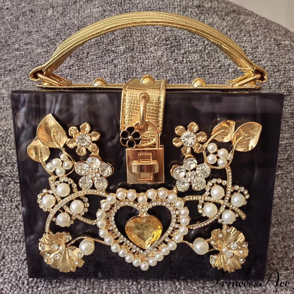 Sparkling Sequined Heart Evening Clutch Purse