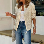 Sparkling Sleek Fit Zipper Celebration Cardigan