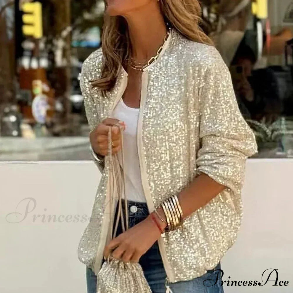 Sparkling Sleek Fit Zipper Celebration Cardigan