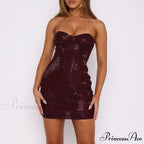 Sparkling Strapless Body-hugging Evening Celebration Mini Dress