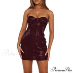 Sparkling Strapless Body-hugging Evening Celebration Mini Dress
