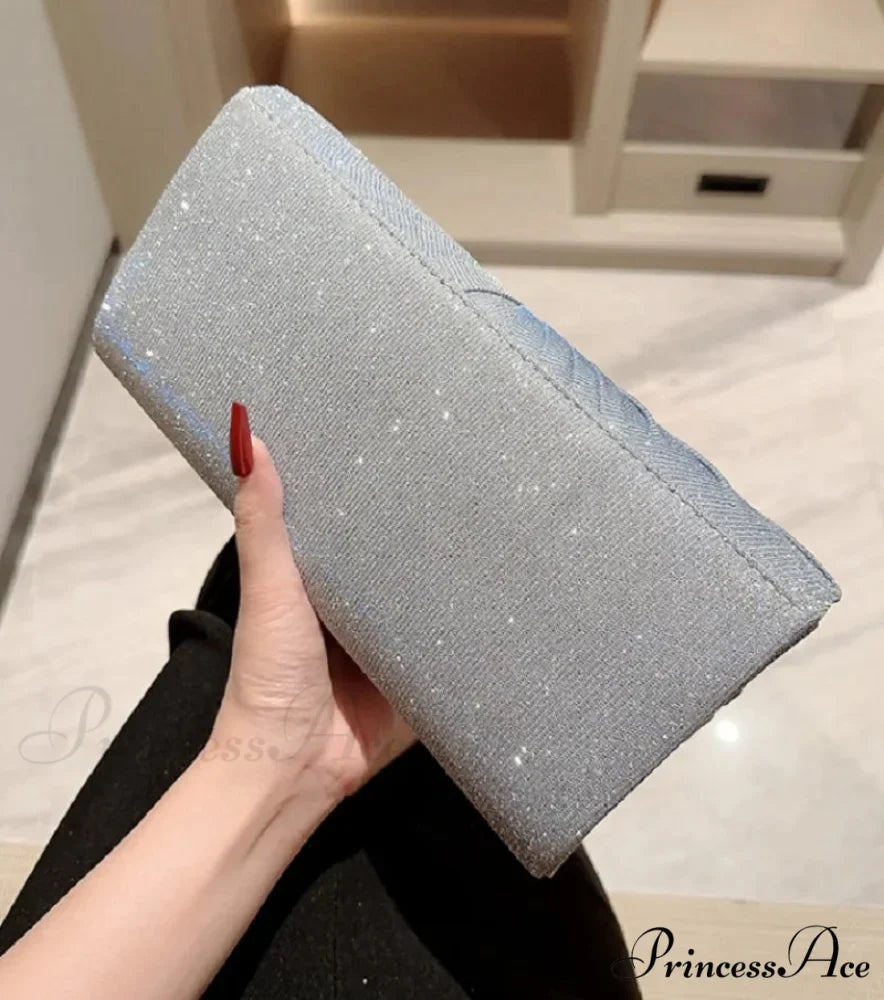 Sparkling Supper Purse Marriage Evening Grey Crossbody Bag