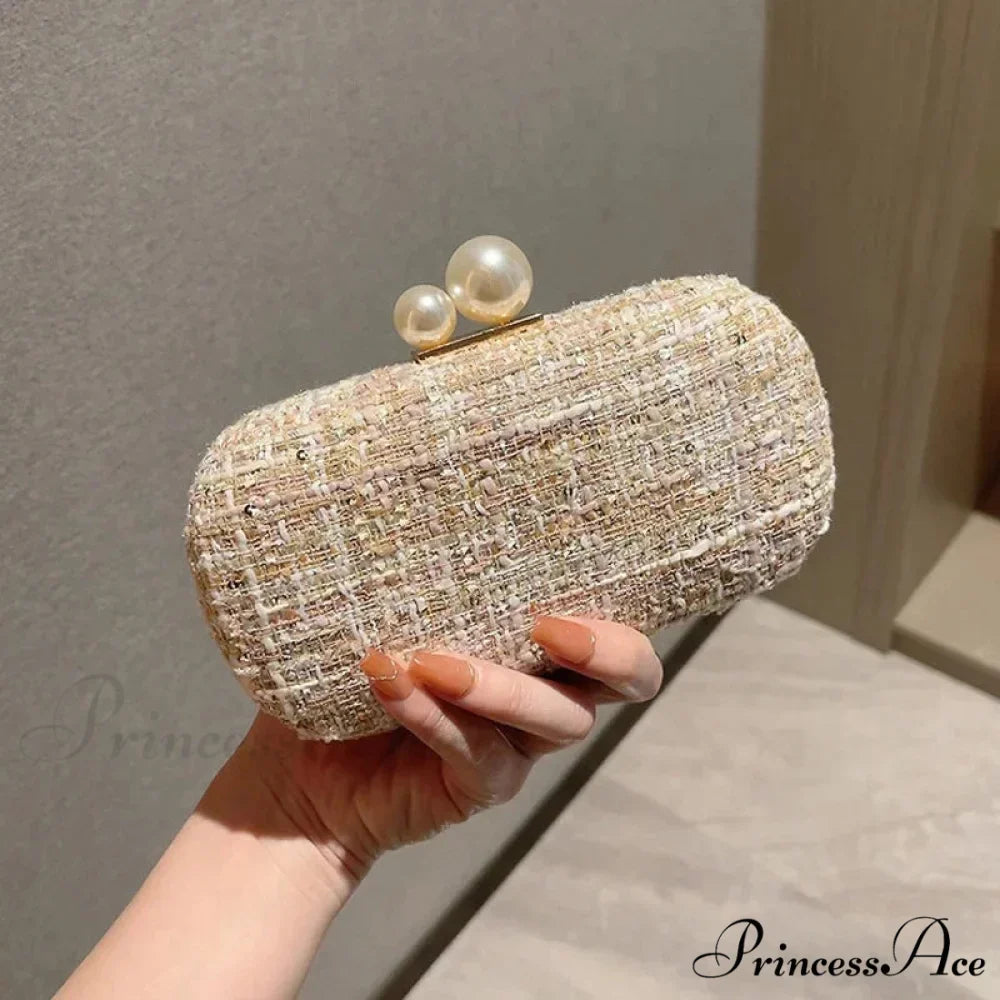 Sparkling Tweed Bead Clutch Wristlet