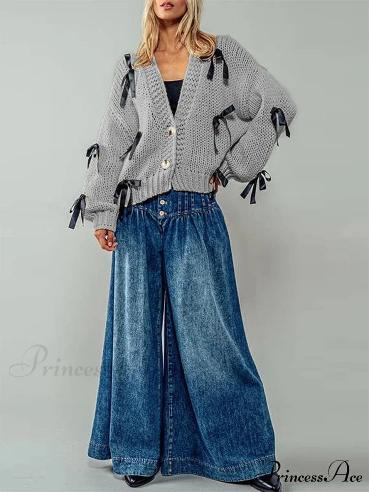 Sparkling V-neck Knit Cardigan