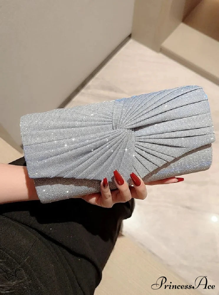 Sparkling Yellow Grey Extended Sequin Evening Clutch Bag for Women