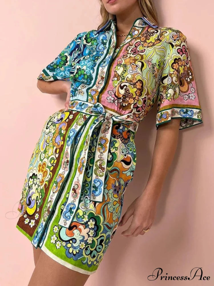 Special Satin Stylish Print Mini Dress