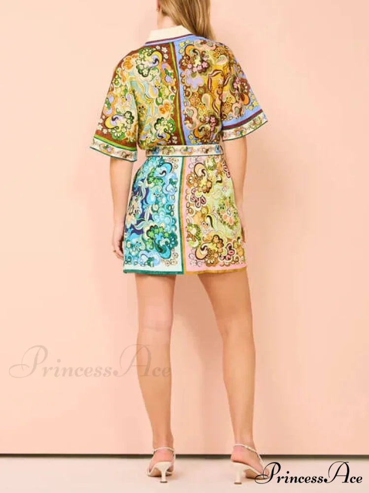 Special Satin Stylish Print Mini Dress