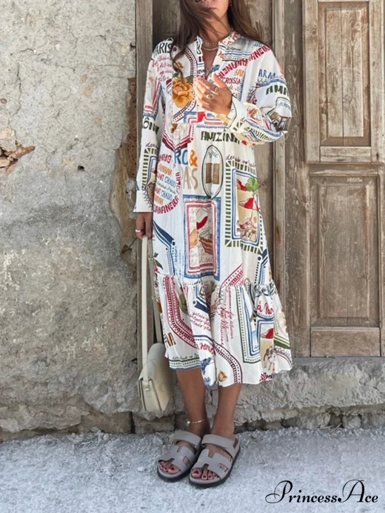 Specialized Pattern Print Charming Cardigan Midi Dress