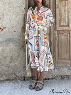 Specialized Pattern Print Charming Cardigan Midi Dress