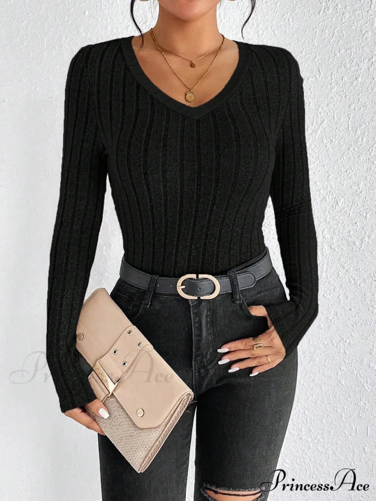 Spice Girl Seductive Slim V-Neck Style Personality Top Women