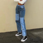 Splicing Thin Casual Straight Hip-Hop Street Denim Jean