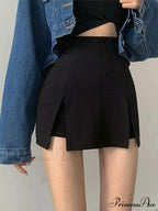 Split Skirt Office Ladies Suit Summer New Black Mini A-line Skirt Short