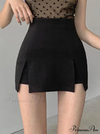 Split Skirt Office Ladies Suit Summer New Black Mini A-line Skirt Short