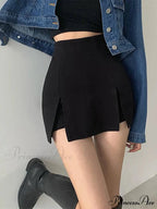 Split Skirt Office Ladies Suit Summer New Black Mini A-line Skirt Short