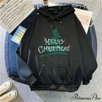 Sporty Printed Casual Long Sleeve Christmas Hoodie for Women