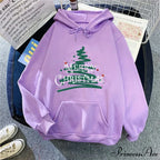 Sporty Printed Casual Long Sleeve Christmas Hoodie for Women