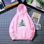 Sporty Printed Casual Long Sleeve Christmas Hoodie for Women