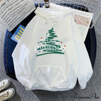 Sporty Printed Casual Long Sleeve Christmas Hoodie for Women