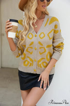 Spotted Jacquard Solo Buttoned Knitted Cardigan