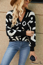 Spotted Jacquard Solo Buttoned Knitted Cardigan