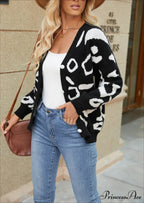 Spotted Jacquard Solo Buttoned Knitted Cardigan