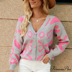 Spotted Jacquard Solo Buttoned Knitted Cardigan