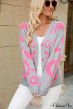 Spotted Jacquard Solo Buttoned Knitted Cardigan