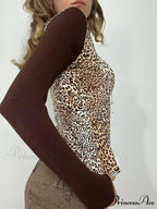 Spotted Patchwork Hooded Trim V-Neck Extended Sleeve Knit Top