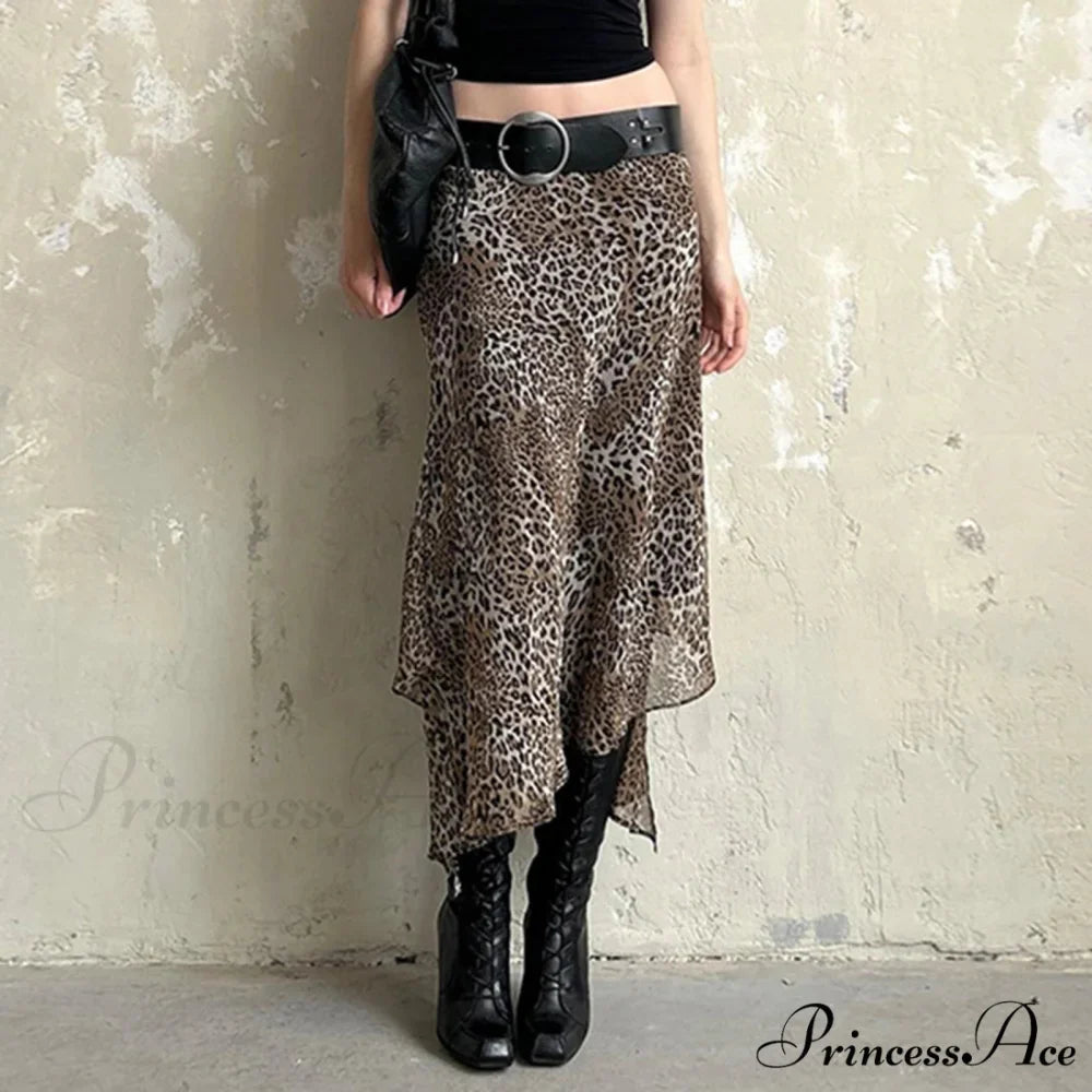 Spotted Pattern Asymmetrical Hem Skirt