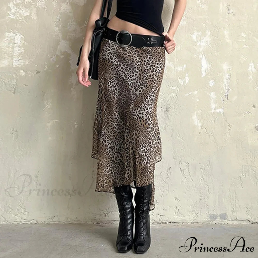 Spotted Pattern Asymmetrical Hem Skirt