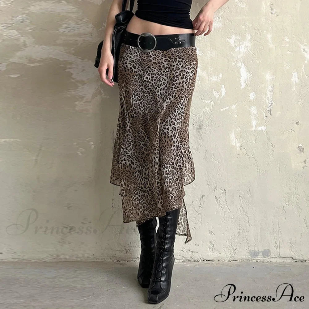 Spotted Pattern Asymmetrical Hem Skirt