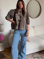 Spotted Pattern Cut Out Round Neck Short Sleeve Blouse