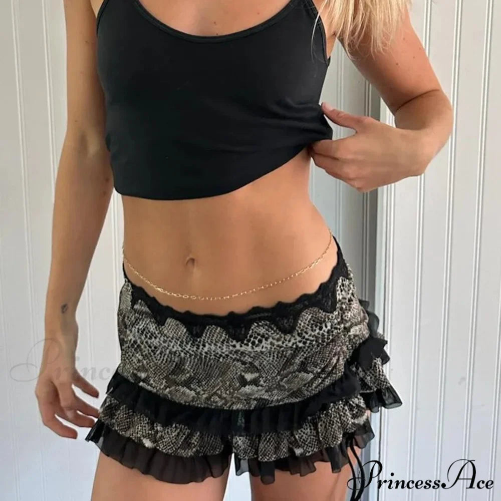 Spotted Pattern Layered Slim Skirt