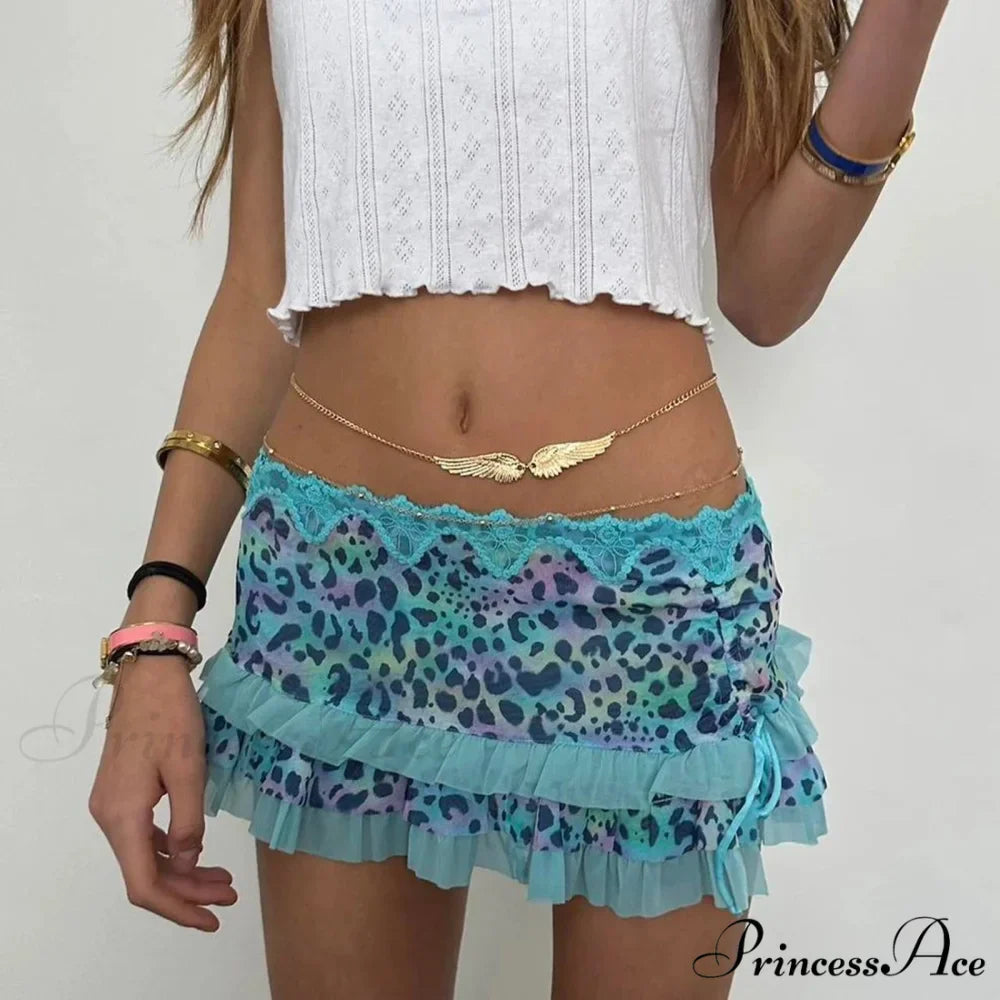 Spotted Pattern Layered Slim Skirt