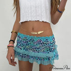 Spotted Pattern Layered Slim Skirt