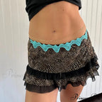 Spotted Pattern Layered Slim Skirt